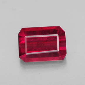 Rubino naturale rosso da 1,30 ct, taglio smeraldo, SI
