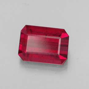 Rubino naturale rosso da 1,30 ct, taglio smeraldo, SI