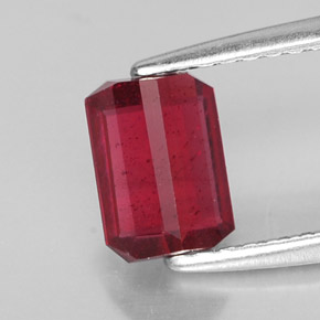 Rubino naturale rosso da 1,30 ct, taglio smeraldo, SI