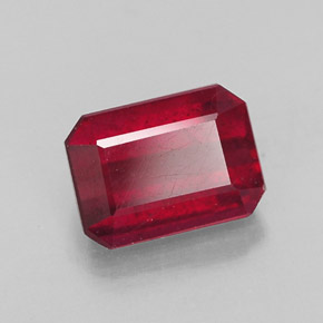 Rubino naturale rosso da 1,53 ct, taglio smeraldo, SI