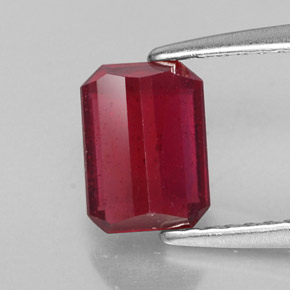 Rubino naturale rosso da 1,53 ct, taglio smeraldo, SI