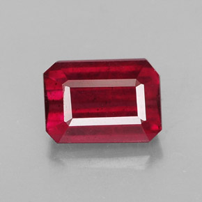 Rubino naturale rosso da 1,60 ct, taglio smeraldo, SI