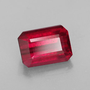 Rubino naturale rosso da 1,60 ct, taglio smeraldo, SI