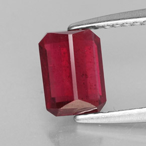 Rubino naturale rosso da 1,60 ct, taglio smeraldo, SI