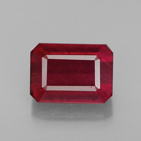 Rubino naturale rosso da 1,70 ct, taglio smeraldo, SI