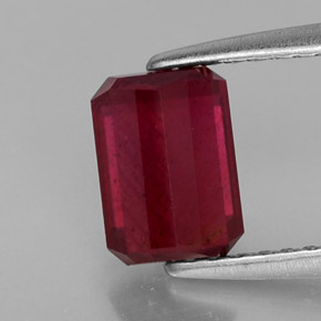 Rubino naturale rosso da 1,70 ct, taglio smeraldo, SI