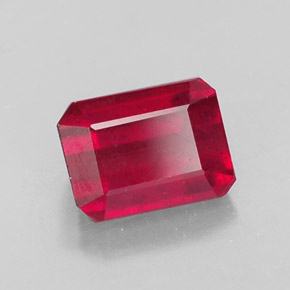 Rubino naturale rosso da 1,73 ct, taglio smeraldo, SI