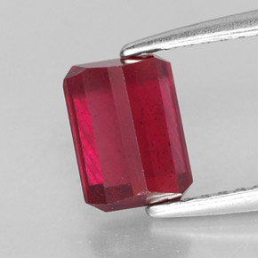 Rubino naturale rosso da 1,73 ct, taglio smeraldo, SI