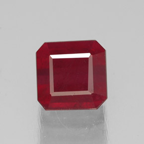 Rubino naturale rosso da 1,75 ct, taglio smeraldo, SI