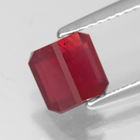 Rubino naturale rosso da 1,92 ct, taglio smeraldo, SI
