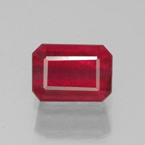 Rubino naturale rosso da 1,48 ct, taglio smeraldo, SI