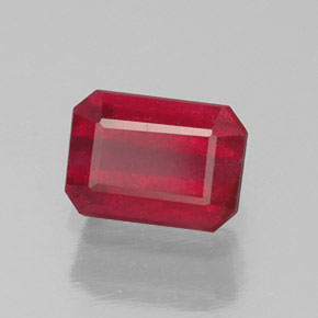 Rubino naturale rosso da 1,48 ct, taglio smeraldo, SI