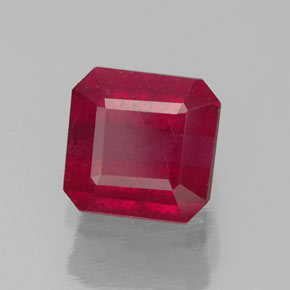 Rubino naturale rosso da 1,48 ct, taglio smeraldo, SI