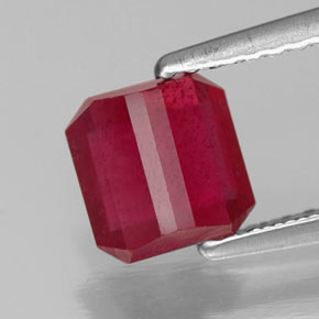 Rubino naturale rosso da 1,48 ct, taglio smeraldo, SI