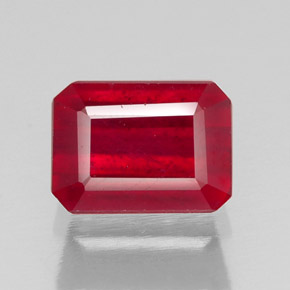 Rubino naturale rosso da 1,64 ct, taglio smeraldo, SI