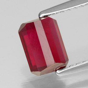 Rubino naturale rosso da 1,64 ct, taglio smeraldo, SI