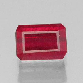 Rubino naturale rosso da 1,56 ct, taglio smeraldo, SI