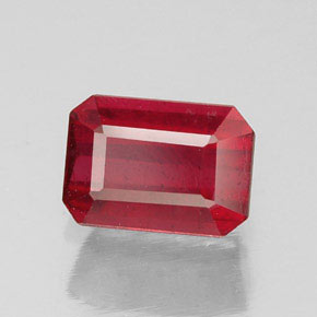 Rubino naturale rosso da 1,31 ct, taglio smeraldo, SI
