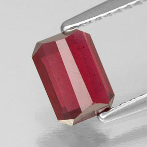 Rubino naturale rosso da 1,31 ct, taglio smeraldo, SI
