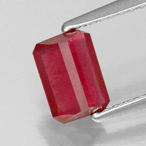 Rubino naturale rosso da 1,17 ct, taglio smeraldo, SI