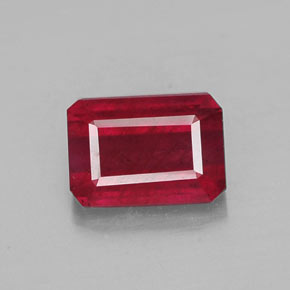 Rubino naturale rosso da 1,43 ct, taglio smeraldo, SI