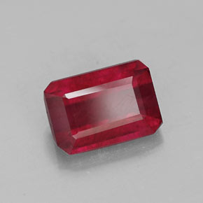 Rubino naturale rosso da 1,43 ct, taglio smeraldo, SI