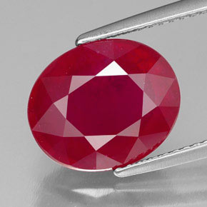 Rubino naturale rosso da 6,88 ct, taglio ovale, SI