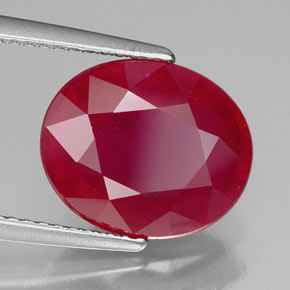 Rubino naturale rosso da 6,88 ct, taglio ovale, SI