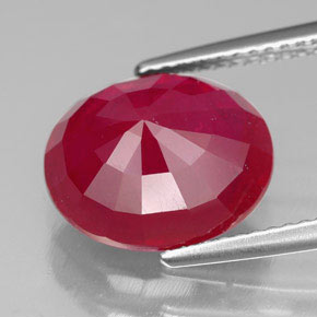 Rubino naturale rosso da 6,88 ct, taglio ovale, SI