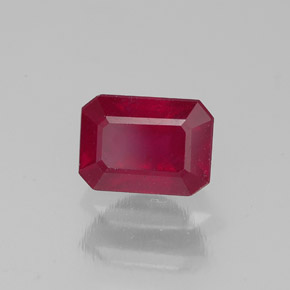 Rubino naturale rosso da 1,69 ct, taglio smeraldo, SI