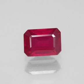 Rubino naturale rosso da 1,57 ct, taglio smeraldo, SI