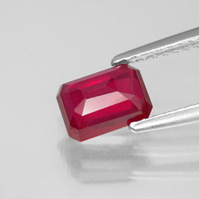 Rubino naturale rosso da 1,57 ct, taglio smeraldo, SI