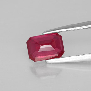 Rubino naturale rosso da 1,32 ct, taglio smeraldo, SI
