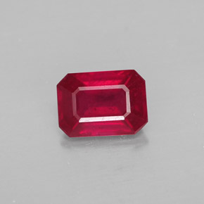 Rubino naturale rosso da 1,34 ct, taglio smeraldo, SI