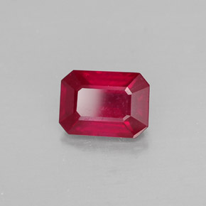 Rubino naturale rosso da 1,34 ct, taglio smeraldo, SI
