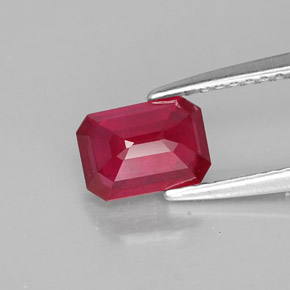 Rubino naturale rosso da 1,34 ct, taglio smeraldo, SI