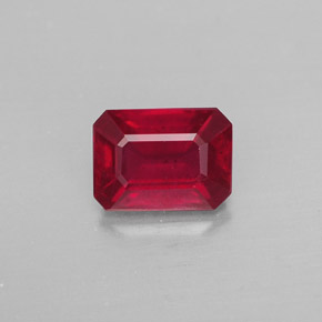Rubino naturale rosso da 1,38 ct, taglio smeraldo, SI