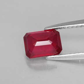 Rubino naturale rosso da 1,38 ct, taglio smeraldo, SI