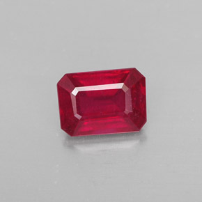 Rubino naturale rosso da 1,32 ct, taglio smeraldo, SI