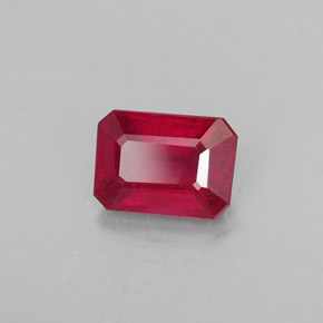 Rubino naturale rosso da 1,32 ct, taglio smeraldo, SI