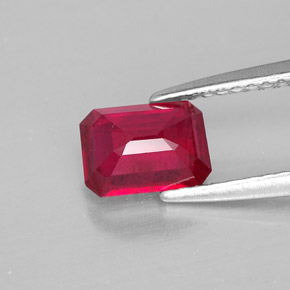 Rubino naturale rosso da 1,32 ct, taglio smeraldo, SI