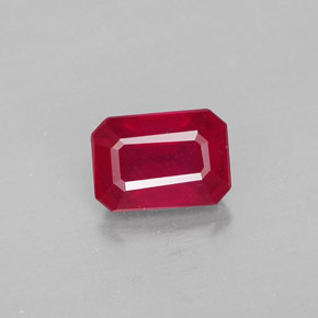 Rubino naturale rosso da 1,40 ct, taglio smeraldo, SI