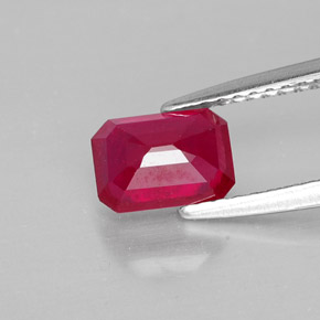 Rubino naturale rosso da 1,40 ct, taglio smeraldo, SI