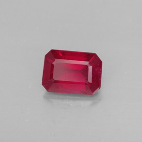 Rubino naturale rosso da 1,25 ct, taglio smeraldo, SI