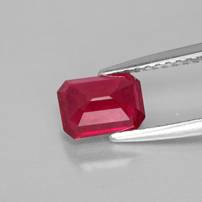 Rubino naturale rosso da 1,25 ct, taglio smeraldo, SI