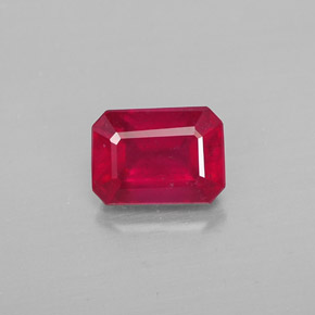 Rubino naturale rosso da 1,38 ct, taglio smeraldo, SI