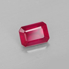 Rubino naturale rosso da 1,38 ct, taglio smeraldo, SI