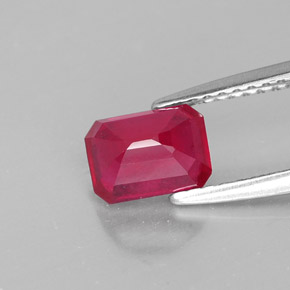 Rubino naturale rosso da 1,38 ct, taglio smeraldo, SI