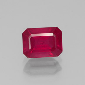 Rubino naturale rosso da 1,44 ct, taglio smeraldo, SI