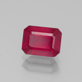 Rubino naturale rosso da 1,44 ct, taglio smeraldo, SI